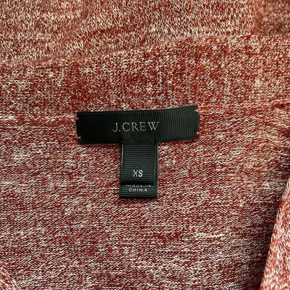 J. Crew Rust Orange Heathered Wool & Linen Blend V-neck Sweater Xsmall Women’s